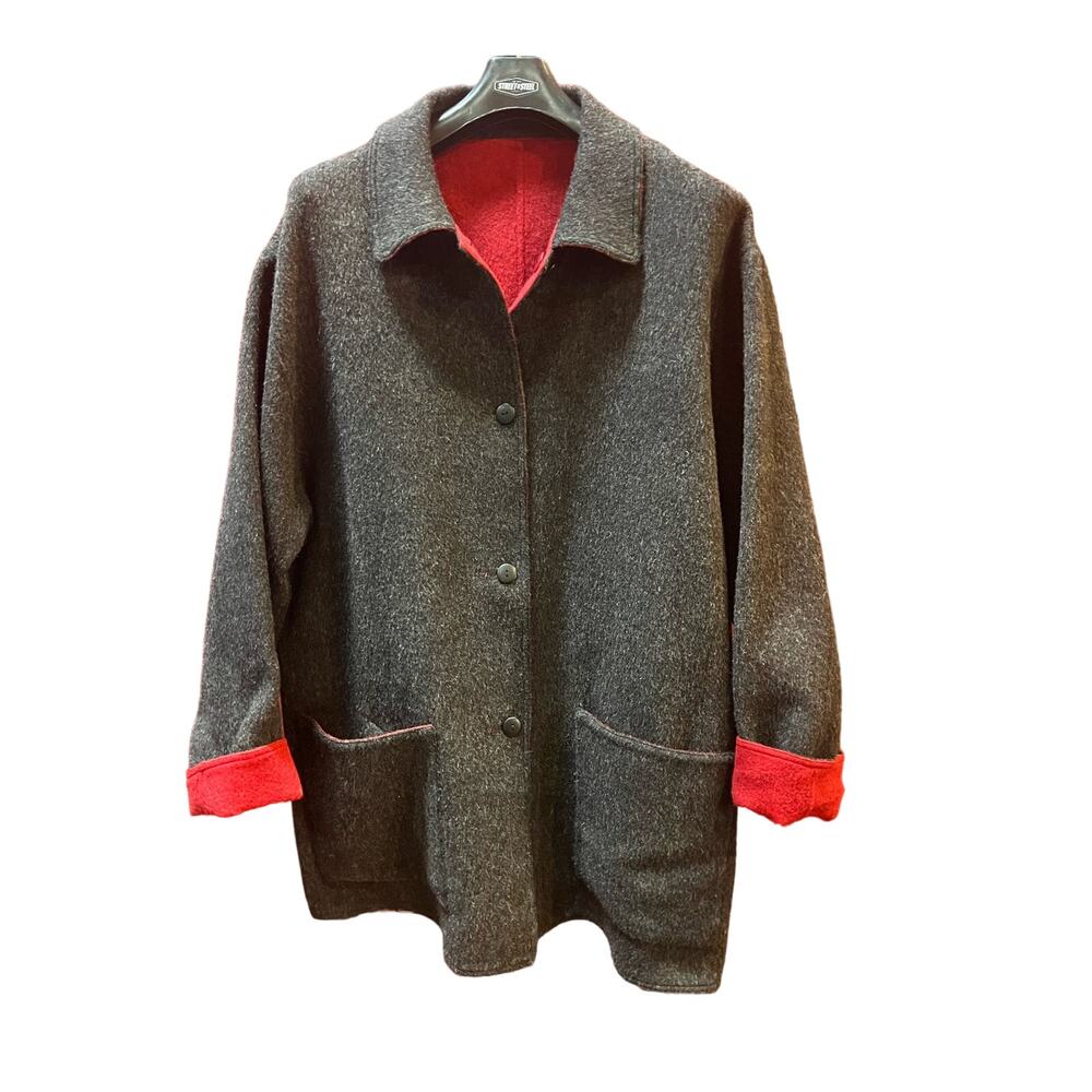 Isabella Alpaca Coat reversible Red Black Gray Color Size XL 85% Alpaca Womens
